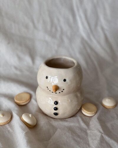 Стаканчик-снеговик, семейный,лепка фото 1